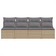 Afuera Living Large PE Rattan Garden Sofa With Adjustable Feet in Beige