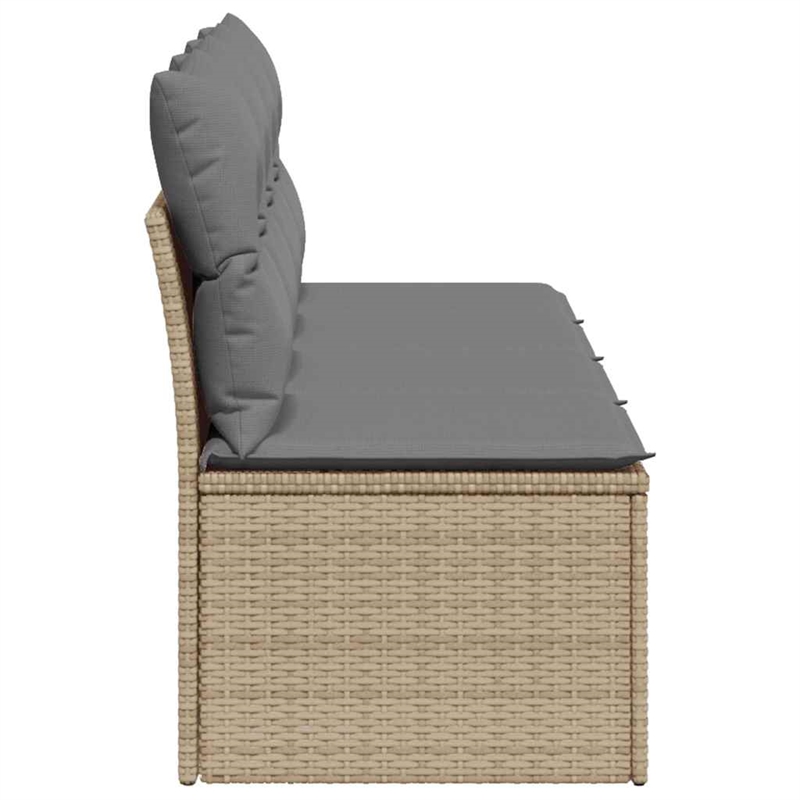 Afuera Living Large PE Rattan Garden Sofa With Adjustable Feet in Beige