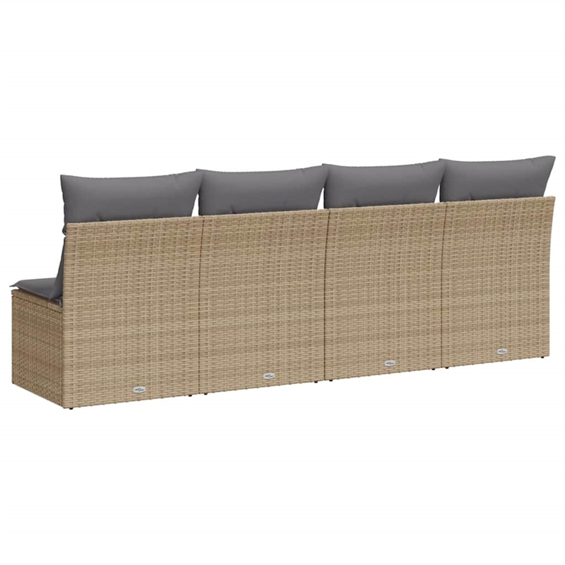 Afuera Living Large PE Rattan Garden Sofa With Adjustable Feet in Beige
