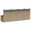 Afuera Living Large PE Rattan Garden Sofa With Adjustable Feet in Beige