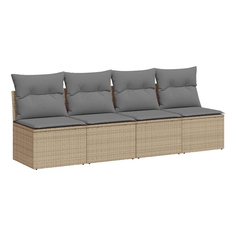Afuera Living Large PE Rattan Garden Sofa With Adjustable Feet in Beige