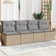 Afuera Living Large PE Rattan Garden Sofa With Adjustable Feet in Beige