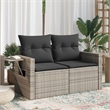 Afuera Living Contemporary Synthetic Poly Rattan Garden Sofa in Gray