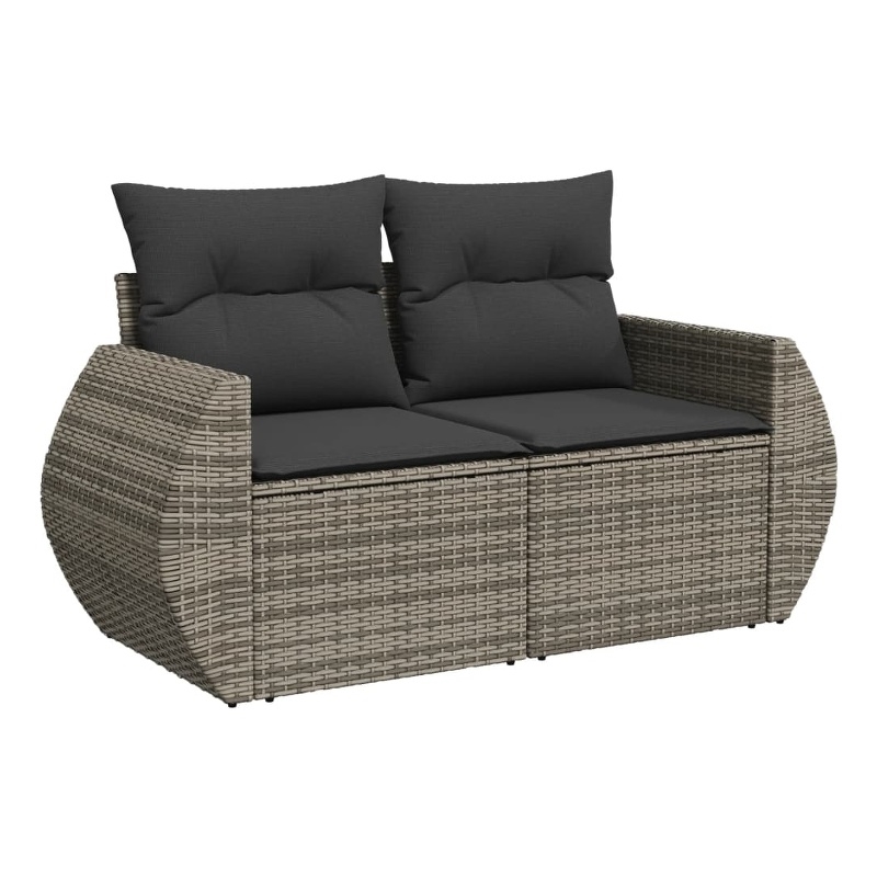 Afuera Living Large PE Rattan Garden Sofa With Adjustable Feet in Gray
