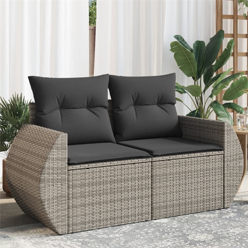 Afuera Living Large PE Rattan Garden Sofa With Adjustable Feet in Gray