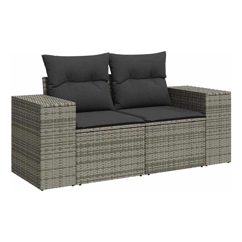 Afuera Living Medium PE Rattan Garden Sofa With Adjustable Feet in Gray