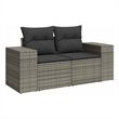 Afuera Living Medium PE Rattan Garden Sofa With Adjustable Feet in Gray