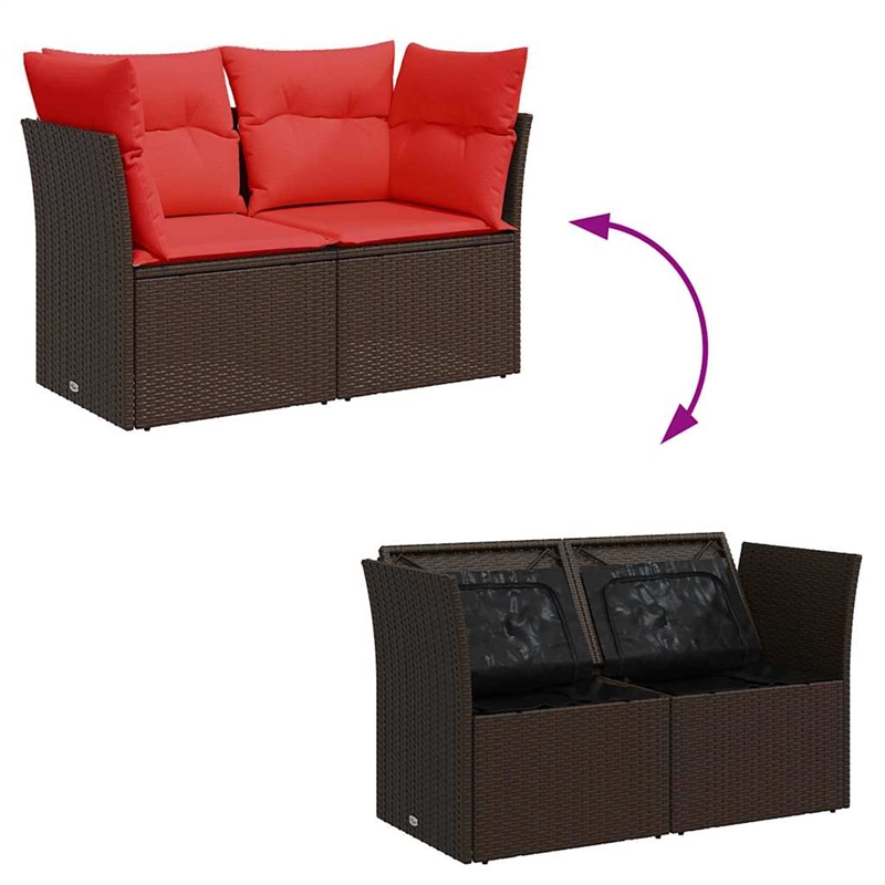 Afuera Living Contemporary Durable Poly Rattan Garden Sofa in Brown