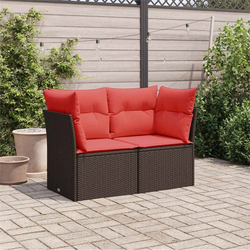 Afuera Living Contemporary Durable Poly Rattan Garden Sofa in Brown