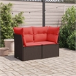Afuera Living Contemporary Durable Poly Rattan Garden Sofa in Brown