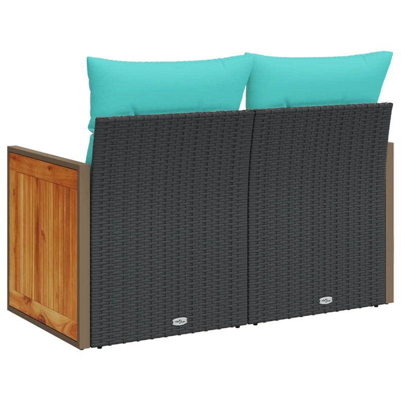 Afuera Living 2-Seater Poly Rattan Modular Garden Sofa in Black