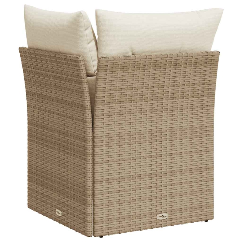 Afuera Living Poly Rattan & Powder-Coated Steel & Polyester Garden Sofa in Beige