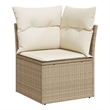Afuera Living Poly Rattan & Powder-Coated Steel & Polyester Garden Sofa in Beige