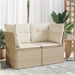 Afuera Living 2-Seater Rattan & Powder-Coated Steel Modular Garden Sofa in Beige