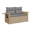 Afuera Living Rattan & Steel & Polyester Fabric Garden Sofa in Beige
