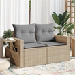 Afuera Living Rattan & Steel & Polyester Fabric Garden Sofa in Beige