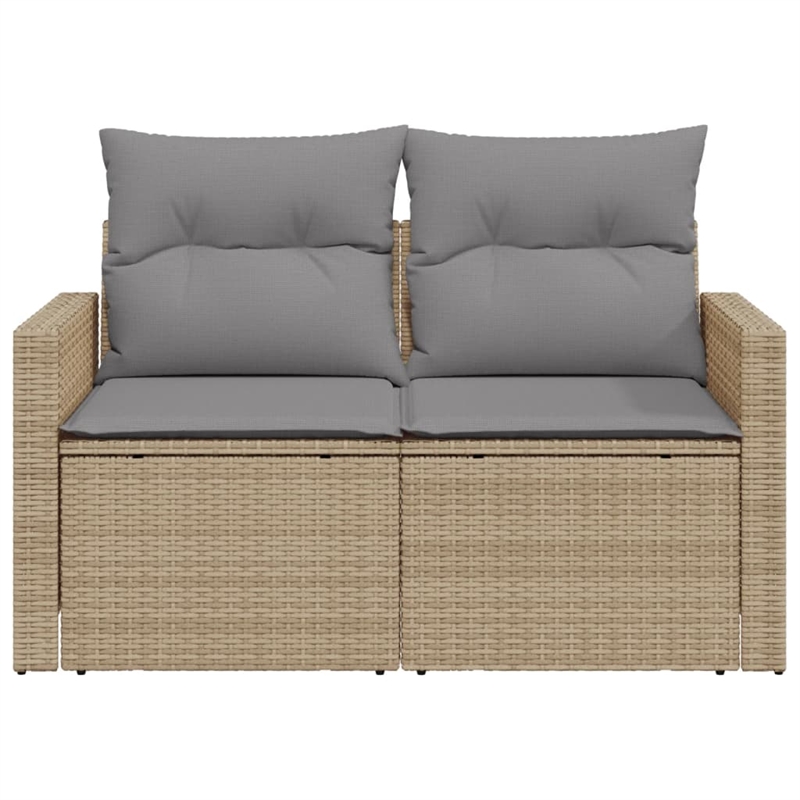 Afuera Living Rattan & Steel & Polyester Fabric Garden Sofa in Beige