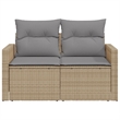 Afuera Living Rattan & Steel & Polyester Fabric Garden Sofa in Beige