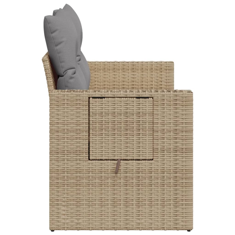 Afuera Living Rattan & Steel & Polyester Fabric Garden Sofa in Beige