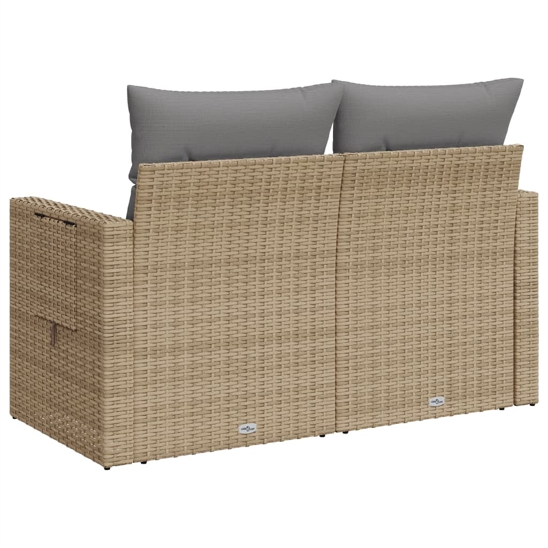 Afuera Living Rattan & Steel & Polyester Fabric Garden Sofa in Beige