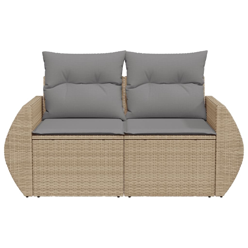 Afuera Living 2-Seater Poly Rattan Garden Sofa With Adjustable Feet in Beige