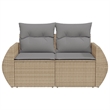 Afuera Living 2-Seater Poly Rattan Garden Sofa With Adjustable Feet in Beige