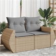 Afuera Living 2-Seater Poly Rattan Garden Sofa With Adjustable Feet in Beige