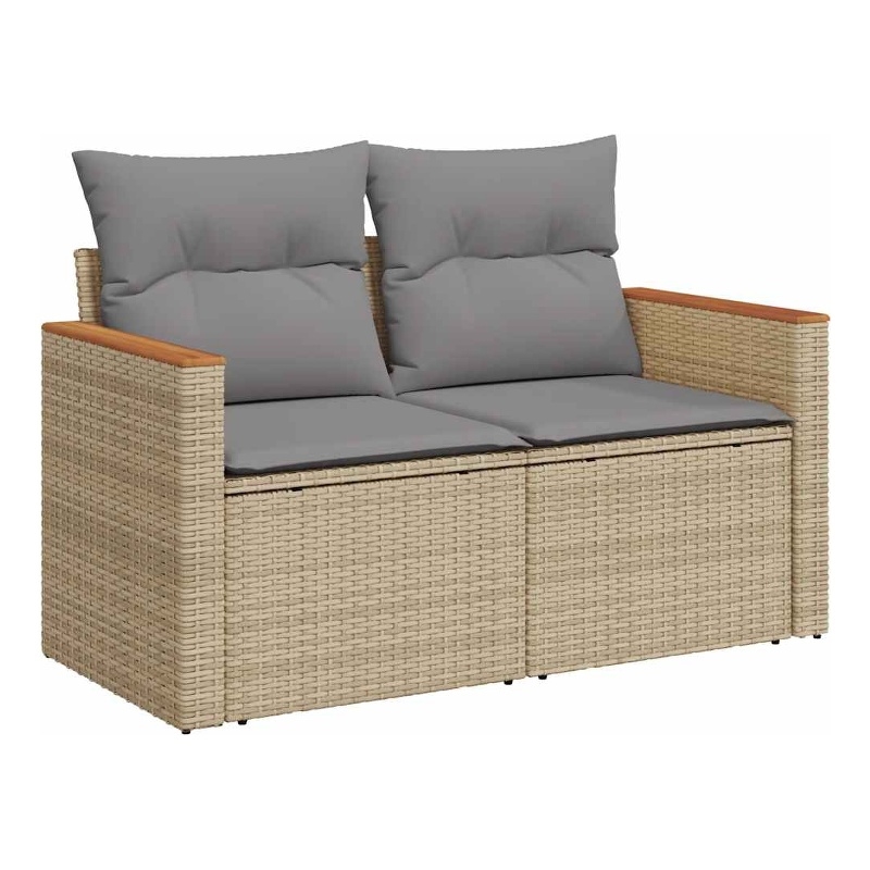 Afuera Living Contemporary Synthetic Poly Rattan Garden Sofa in Beige