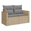 Afuera Living Contemporary Synthetic Poly Rattan Garden Sofa in Beige