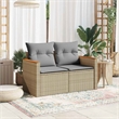 Afuera Living Contemporary Synthetic Poly Rattan Garden Sofa in Beige