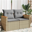 Afuera Living Contemporary Synthetic Poly Rattan Garden Sofa in Beige