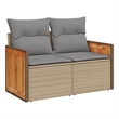 Afuera Living Medium Poly Rattan Garden Sofa With Adjustable Feet in Beige