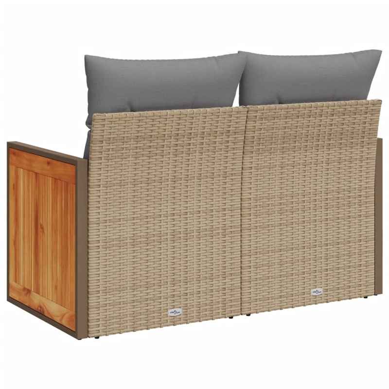 Afuera Living Medium Poly Rattan Garden Sofa With Adjustable Feet in Beige
