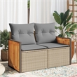 Afuera Living Medium Poly Rattan Garden Sofa With Adjustable Feet in Beige