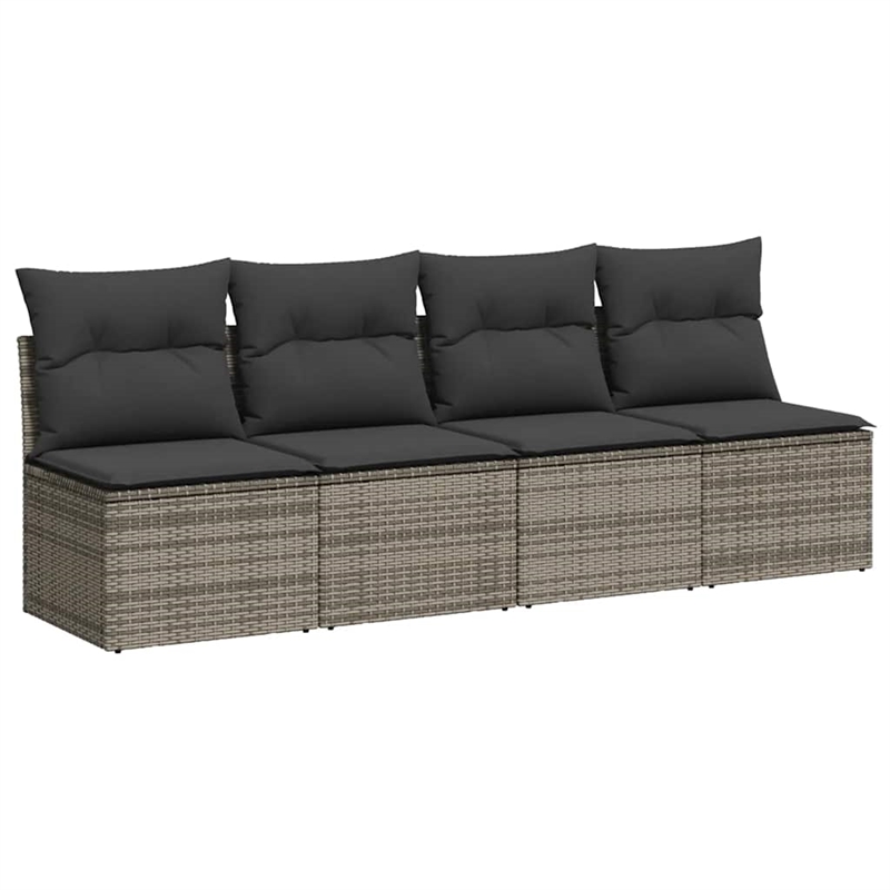Afuera Living 4-Seater Poly Rattan Garden Sofa With Adjustable Feet in Gray