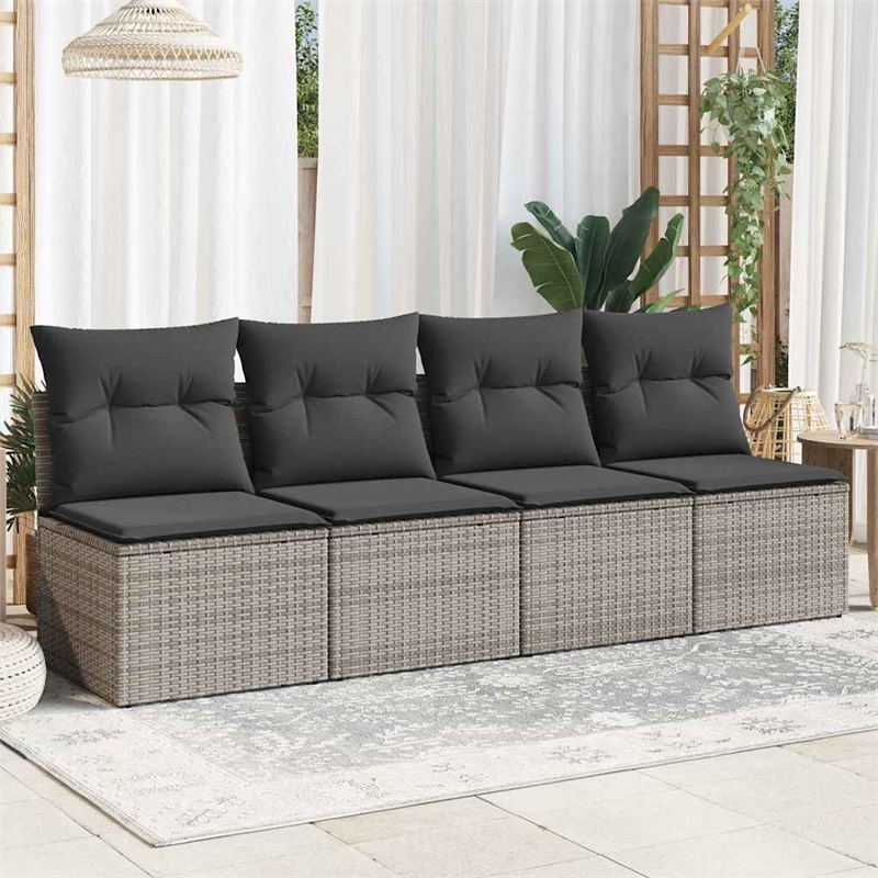 Afuera Living 4-Seater Poly Rattan Garden Sofa With Adjustable Feet in Gray