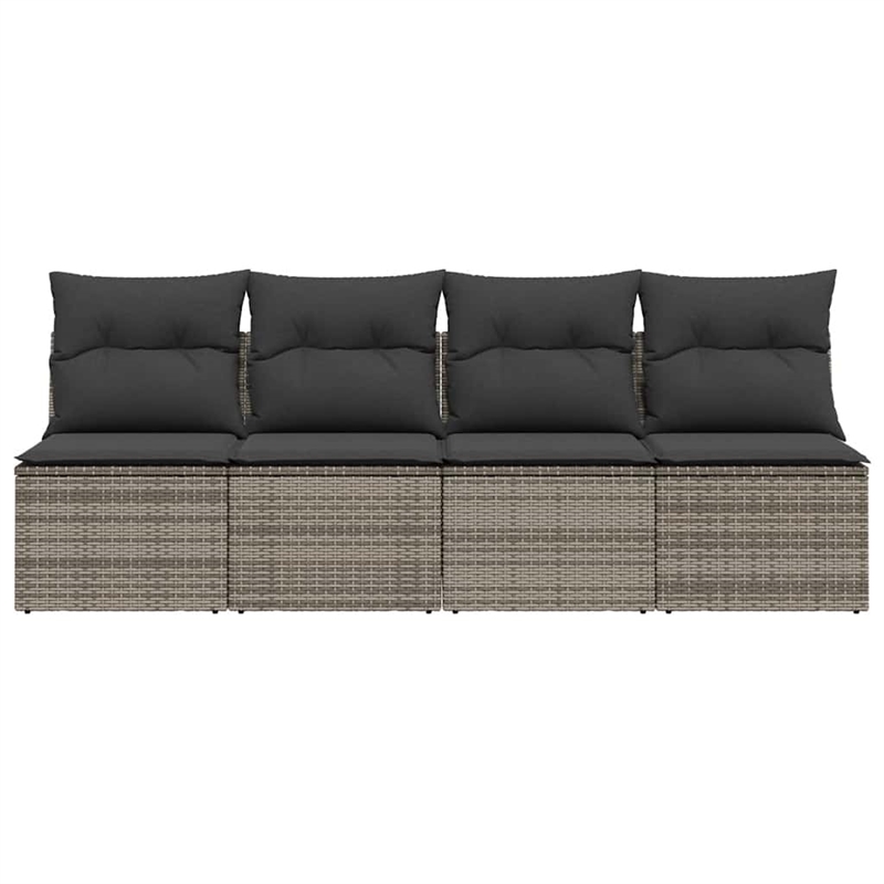 Afuera Living 4-Seater Poly Rattan Garden Sofa With Adjustable Feet in Gray