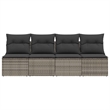 Afuera Living 4-Seater Poly Rattan Garden Sofa With Adjustable Feet in Gray