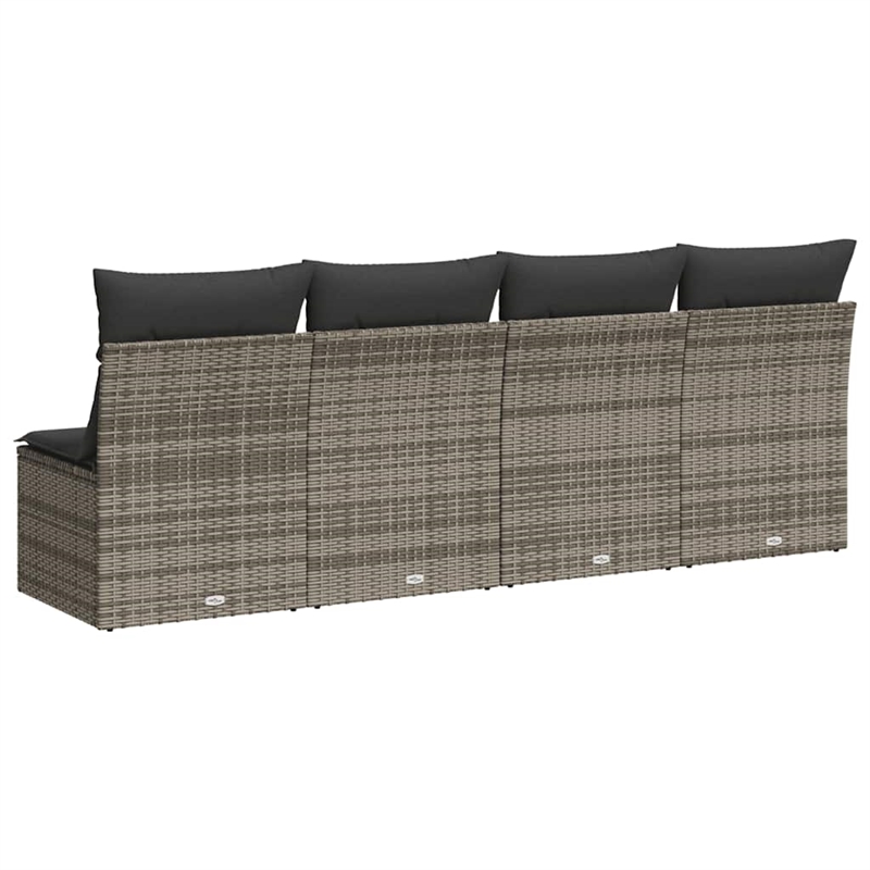 Afuera Living 4-Seater Poly Rattan Garden Sofa With Adjustable Feet in Gray