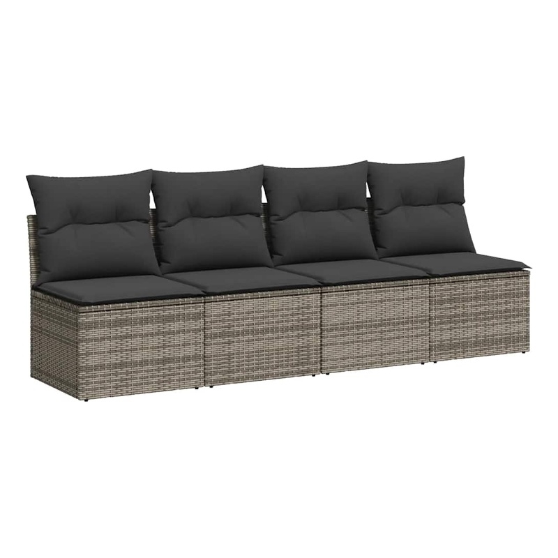 Afuera Living 4-Seater Poly Rattan Garden Sofa With Adjustable Feet in Gray