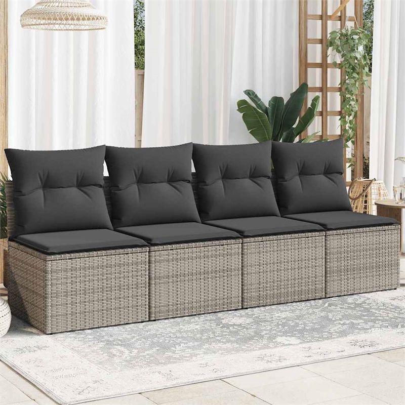 Afuera Living 4-Seater Poly Rattan Garden Sofa With Adjustable Feet in Gray