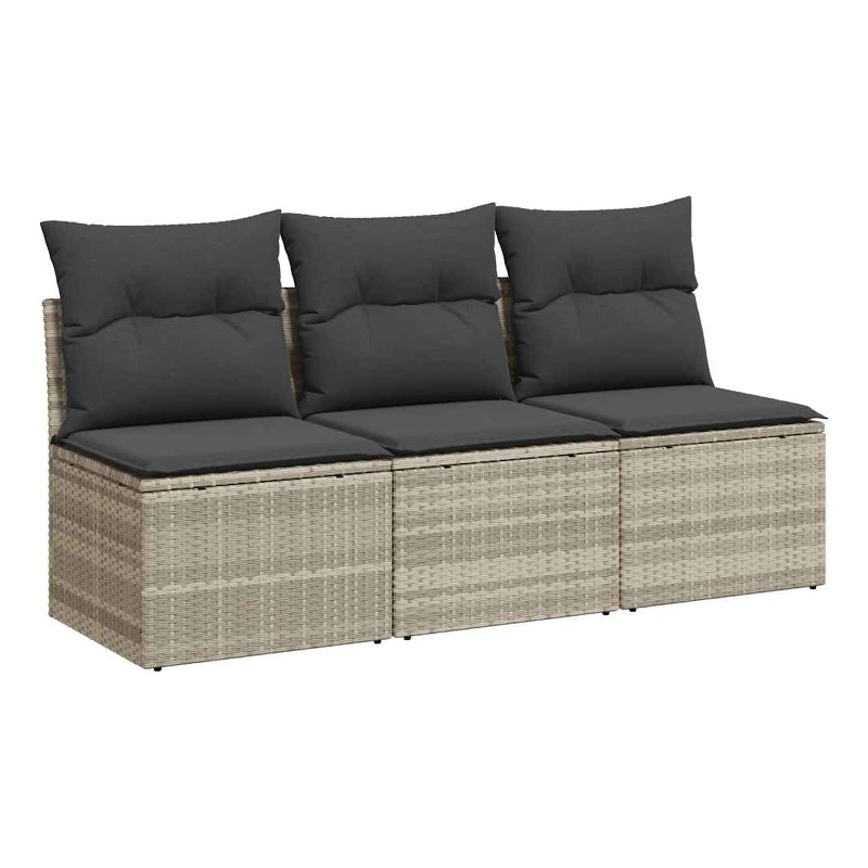 Afuera Living Rattan & Powder-Coated Steel & Polyester Garden Sofa in Light Gray