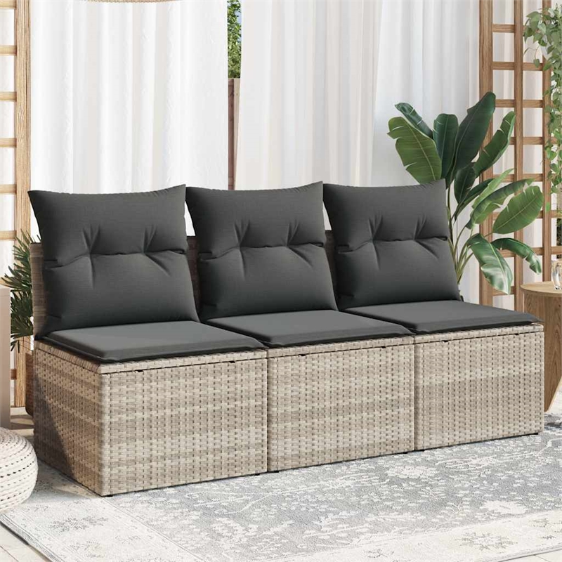 Afuera Living Rattan & Powder-Coated Steel & Polyester Garden Sofa in Light Gray