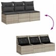 Afuera Living Rattan & Powder-Coated Steel & Polyester Garden Sofa in Light Gray