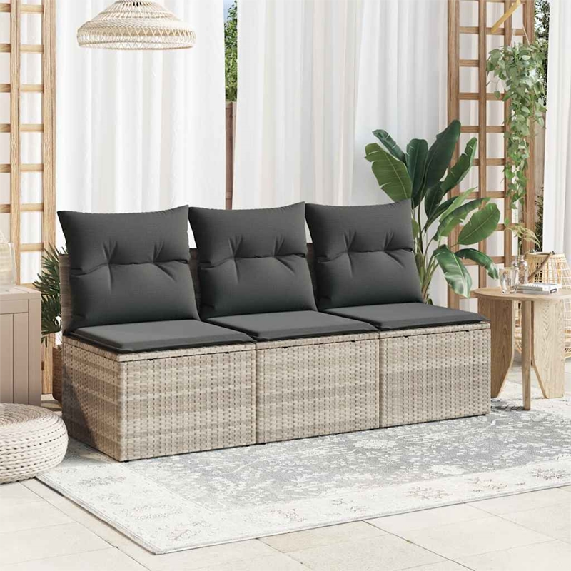 Afuera Living Rattan & Powder-Coated Steel & Polyester Garden Sofa in Light Gray