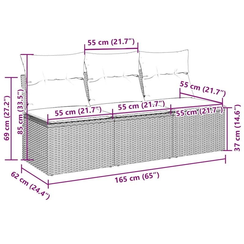 Afuera Living Rattan & Powder-Coated Steel & Polyester Garden Sofa in Light Gray