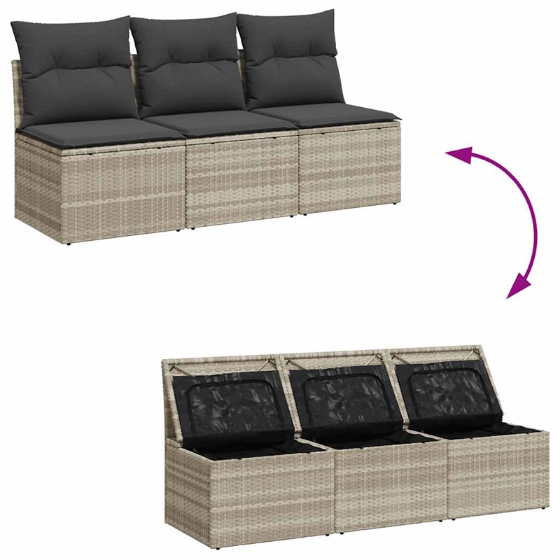 Afuera Living Rattan & Powder-Coated Steel & Polyester Garden Sofa in Light Gray