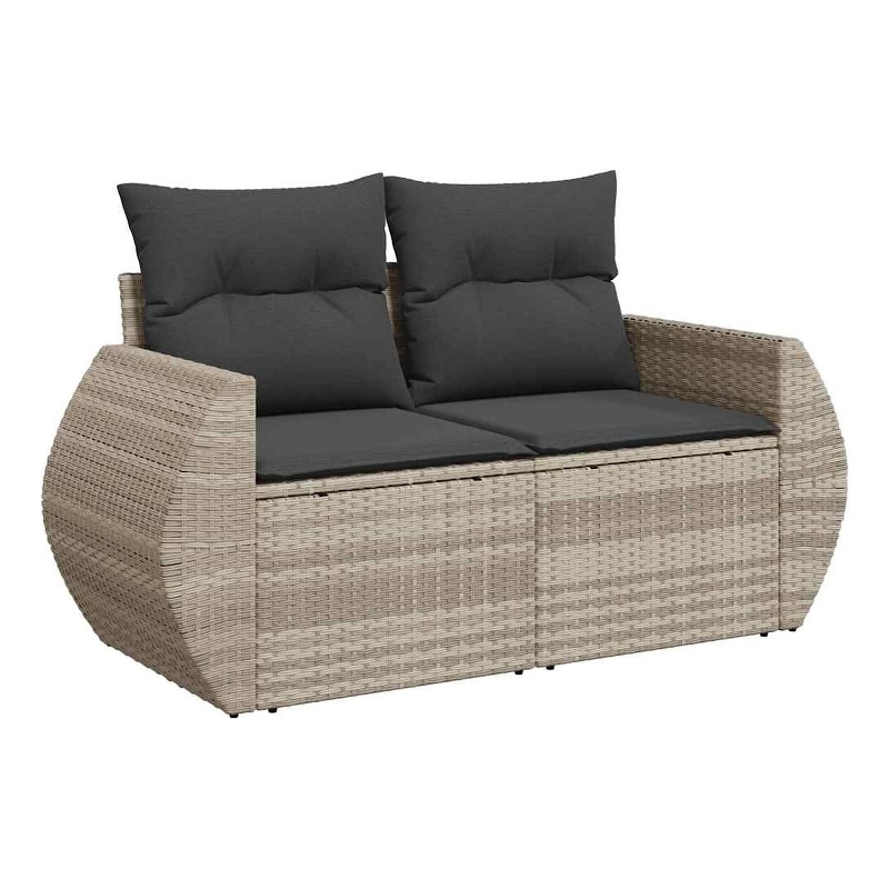 Afuera Living Contemporary Synthetic Poly Rattan Garden Sofa in Light Gray
