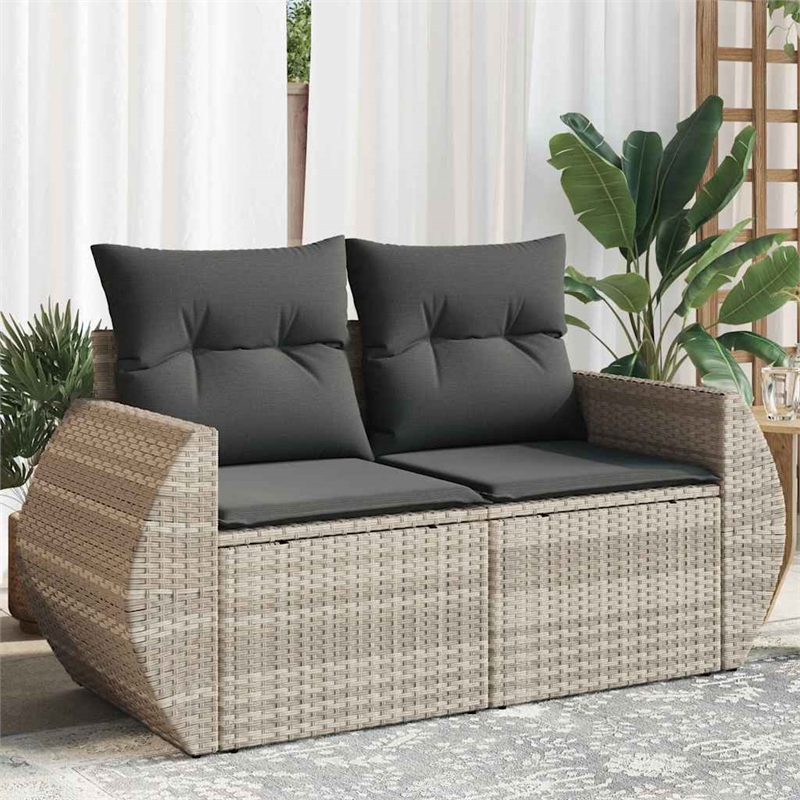 Afuera Living Contemporary Synthetic Poly Rattan Garden Sofa in Light Gray