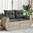 Afuera Living Contemporary Synthetic Poly Rattan Garden Sofa in Light Gray